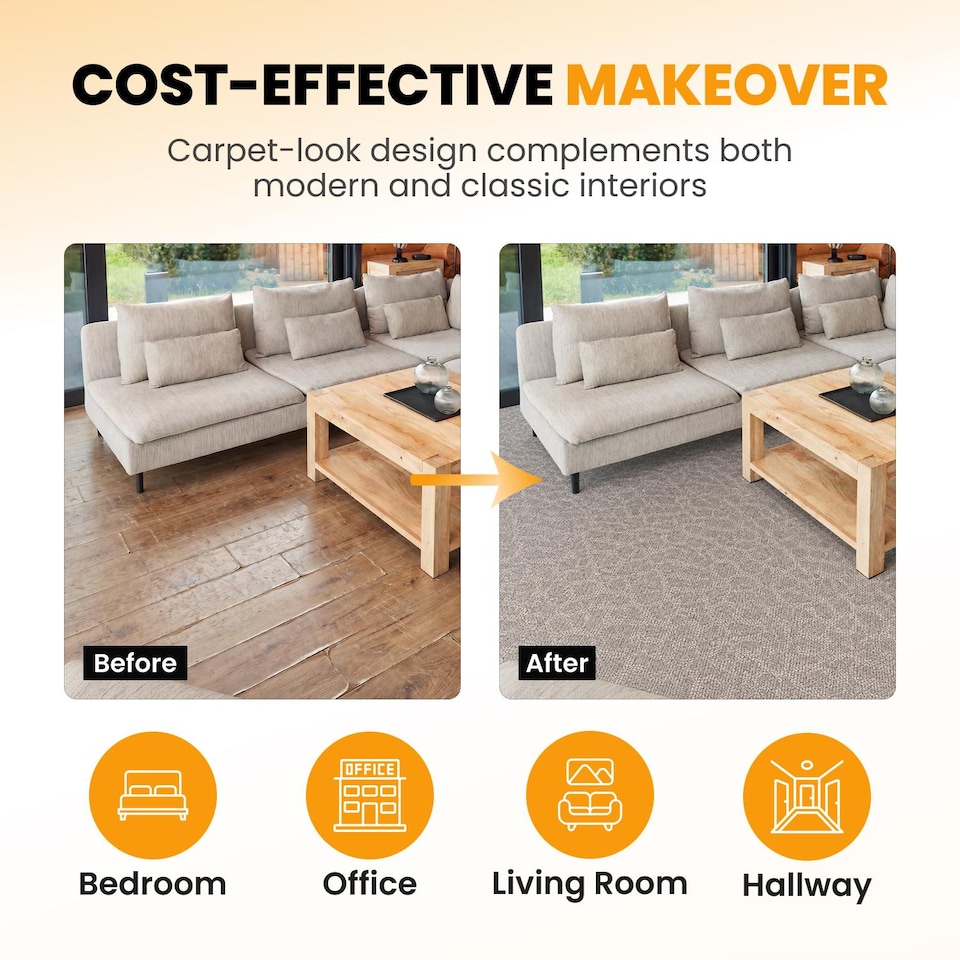 image 1 of NOVECRAFTO Self Adhesive Vinyl Floor Tiles 45x45cm Carpet Effect Peel and Stick
