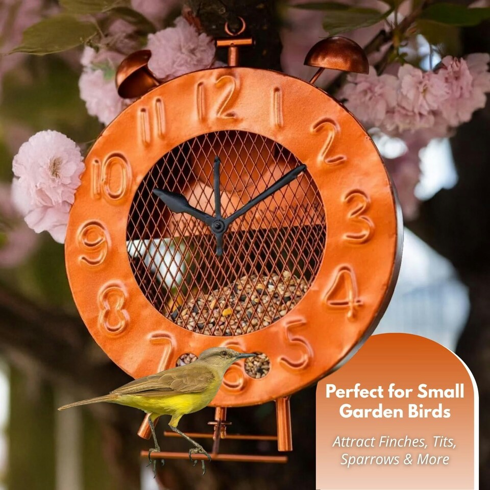 image 1 of Marco Paul Orange Clock Design Bird Feeder 33cm