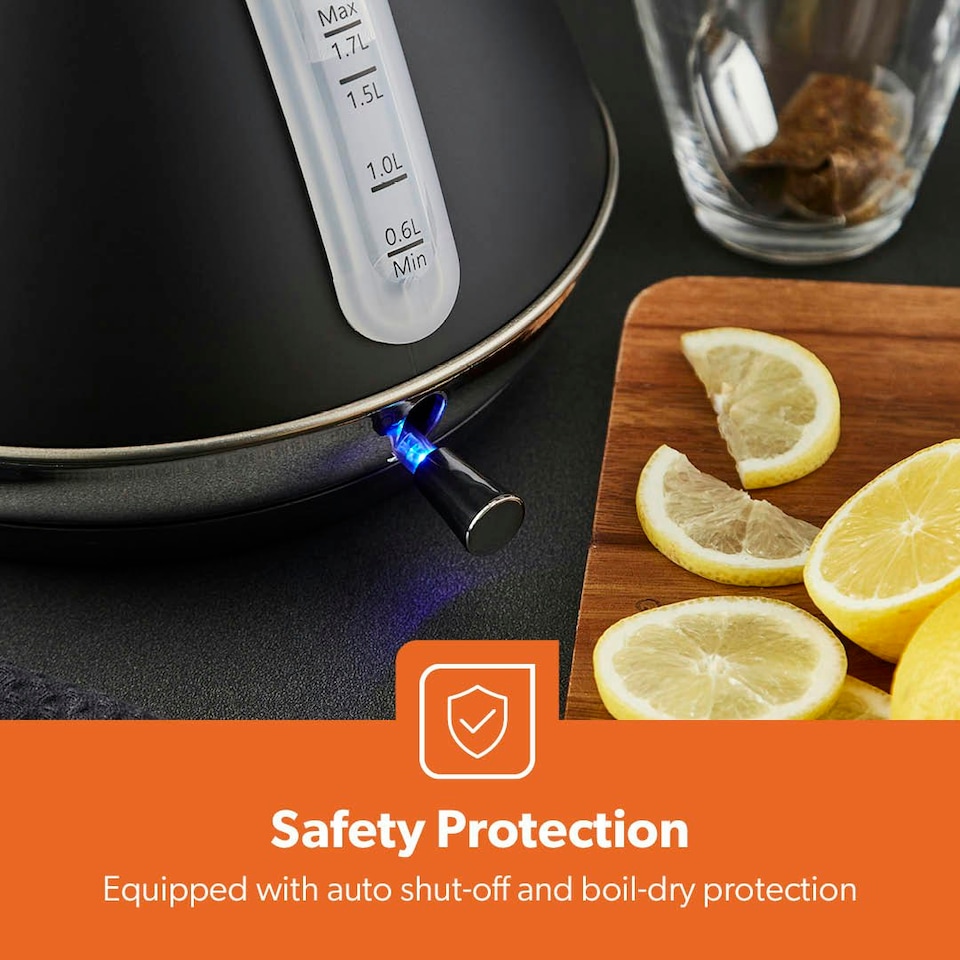 image 1 of GEEPAS Electric Kettle | Vintage Cordless Stainless Steel, 1.7L | 3000W Retrovive Black