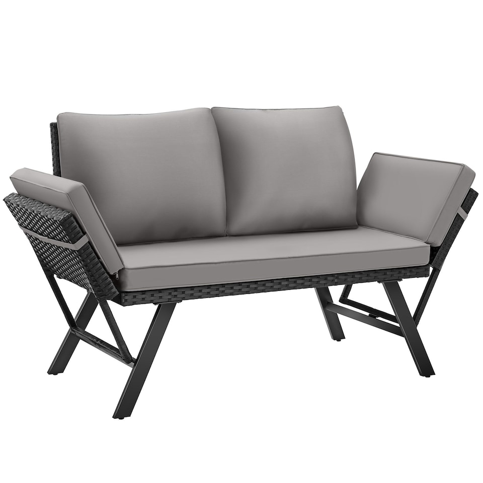image 1 of Garden Sofa Sintra - multi-functional, UV and weather resistant | Black | light grey/black | 61 x 157 x 89 cm | 1