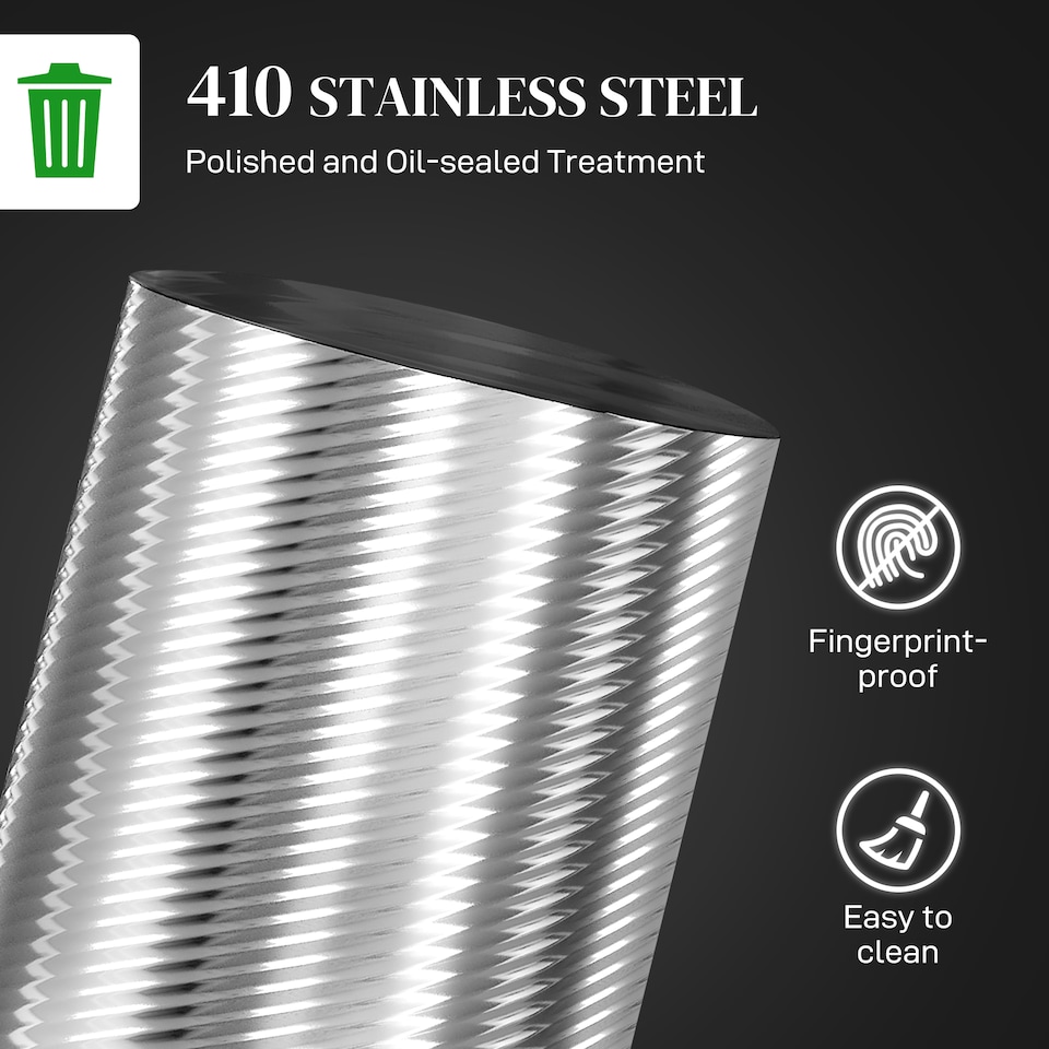 image 1 of HOMCOM 20L Kitchen Pedal Bin, Stainless Steel Bin with Soft-close Lid, Silver