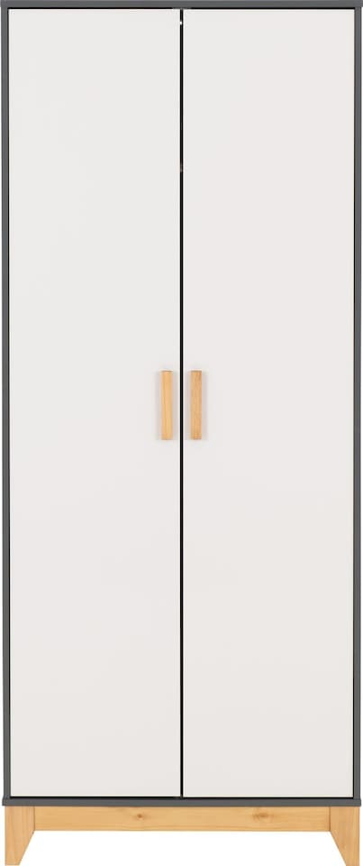 image 1 of Cleveland 2 Door Wardrobe - L52 x W80 x H192 cm - White/Grey Metal Effect | Grey
