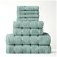 image 1 of VELVETIO 8 Piece Towel Bale Set Boston Shiny Stripe Pattern - 100% Cotton, 450 GSM Green | Duck Egg