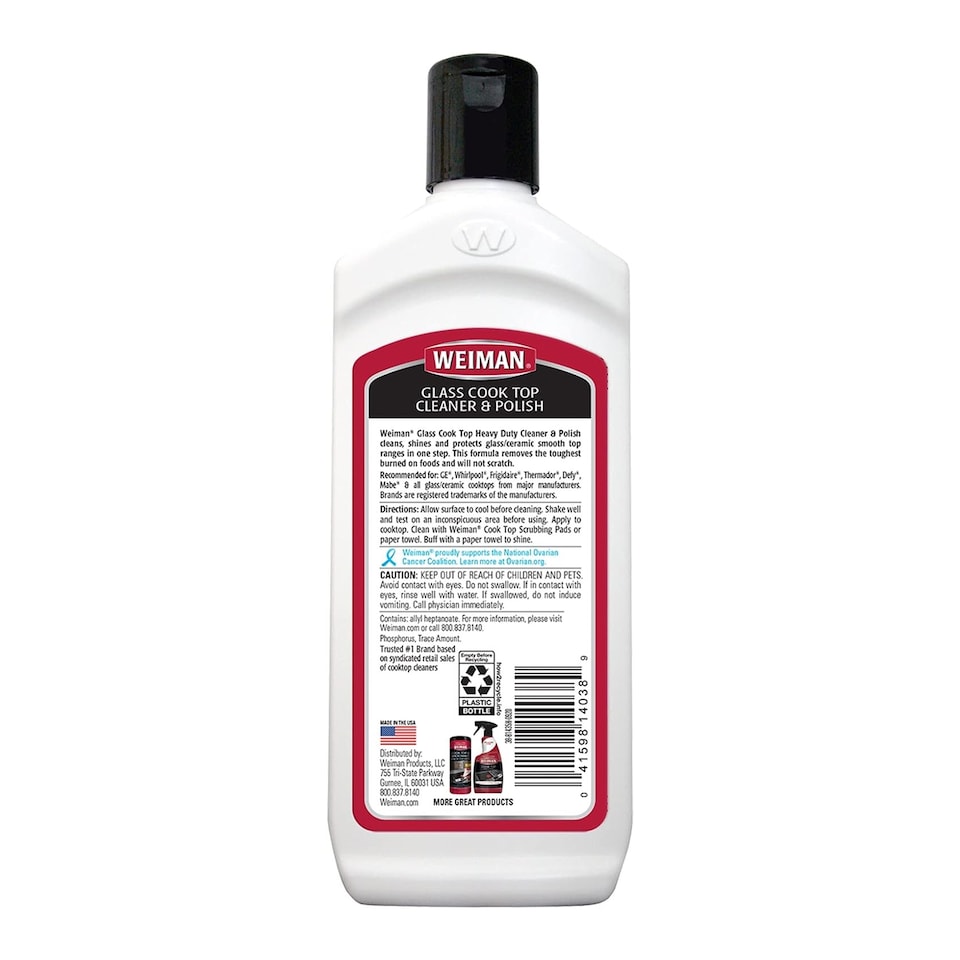 image 1 of Weiman Ceramic and Glass Cooktop Cleaner and Polish 283g With 3 Scrubbing Pads