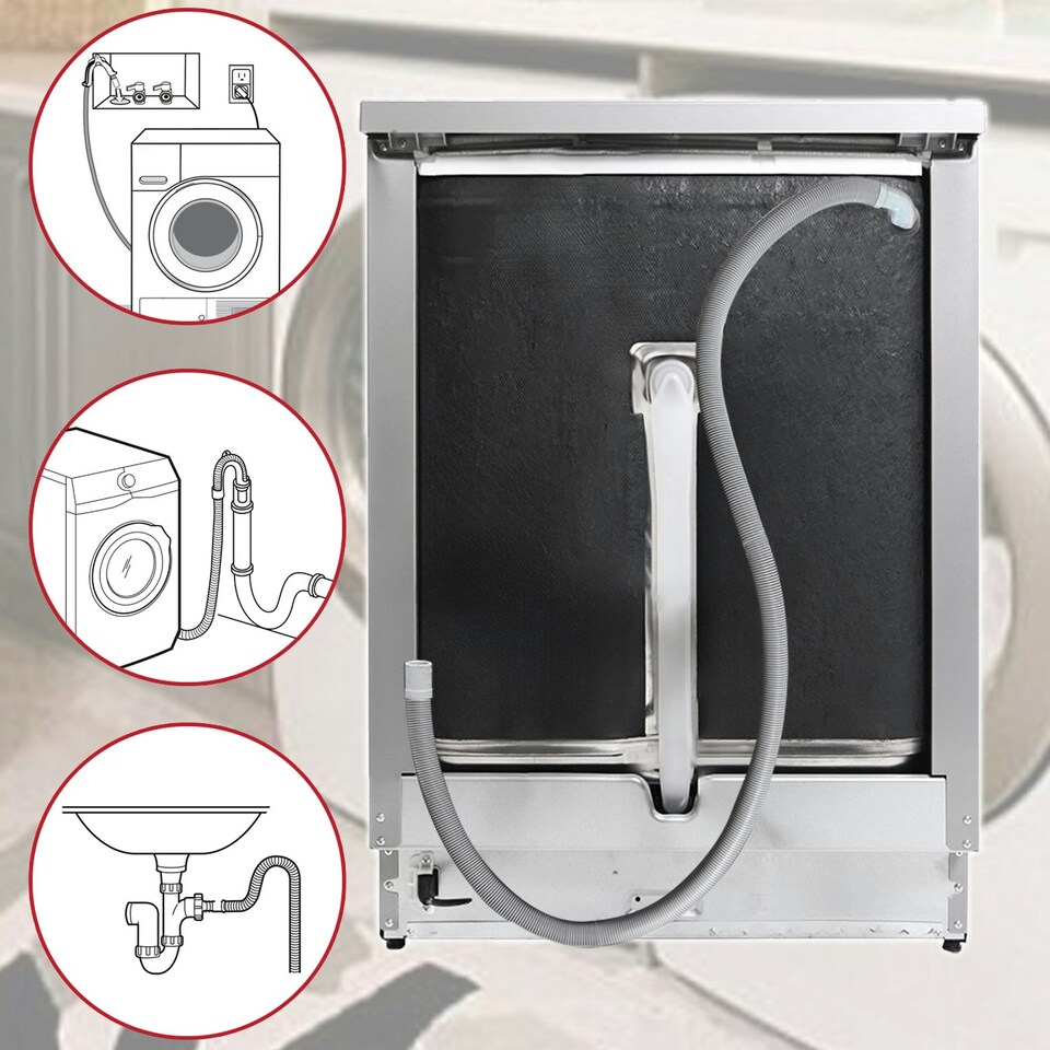 image 1 of SPARES2GO Universal Drain Hose with Right Angle End for Dishwashers (2.5m, 19mm / 21mm)