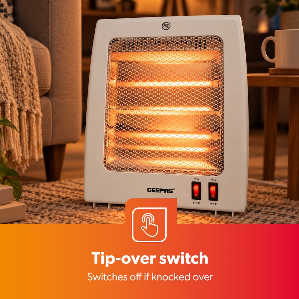 image 1 of GEEPAS Quartz Halogen Heater Portable Room Heater 800W