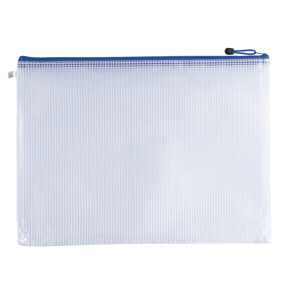 image 1 of Pack of 12 A4 Blue Zip Strong Mesh Bags - Tough Waterproof Storage