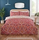 image 1 of Harrow Microfibre Floral Reversible Duvet Cover Set with Pillowcase | Red | Single