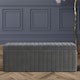 image 1 of 90cm Wide Lux Ottoman Storage Box, Steel Grey Velvet Upholstered Full Striped Storage Ottoman Box