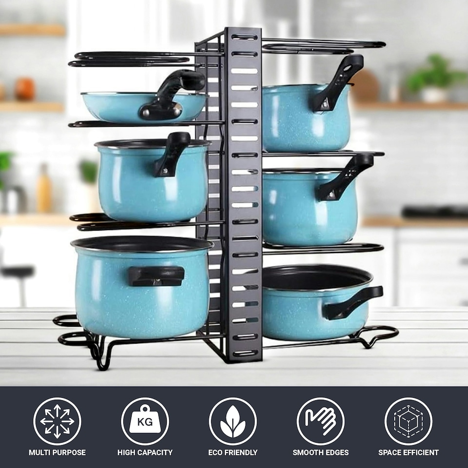image 1 of Buckingham Multi-Function Pot & Pan Organising Rack - Black Black