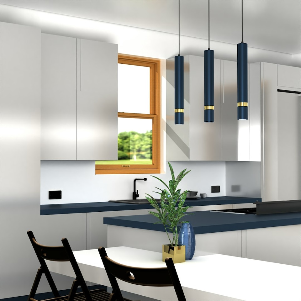 image 1 of Milagro Pendant Lamp Joker Blue 3xGU10