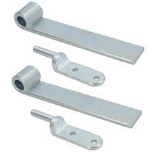 HD Strap Tailgate Straight Hinge 160mm Long + 12.5mm Bolt On Gudgeon Pin 2pk Silver