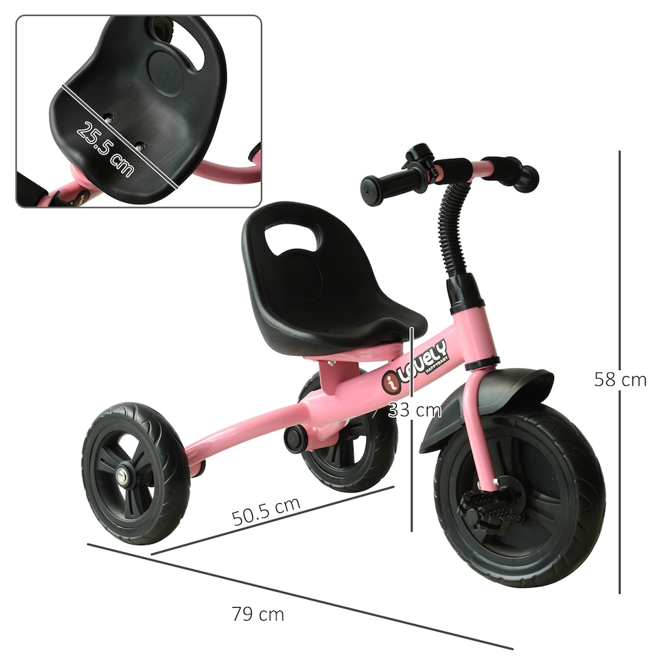 image 1 of HOMCOM Baby Kids Children Toddler Tricycle Ride on Trike W/ 3 Wheels Pink