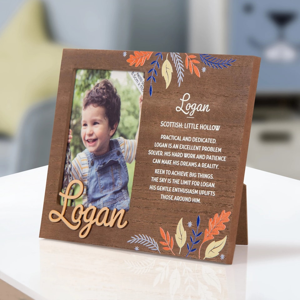 image 1 of History & Heraldry Pre-Personalised Kids Wooden Picture Frame - Logan