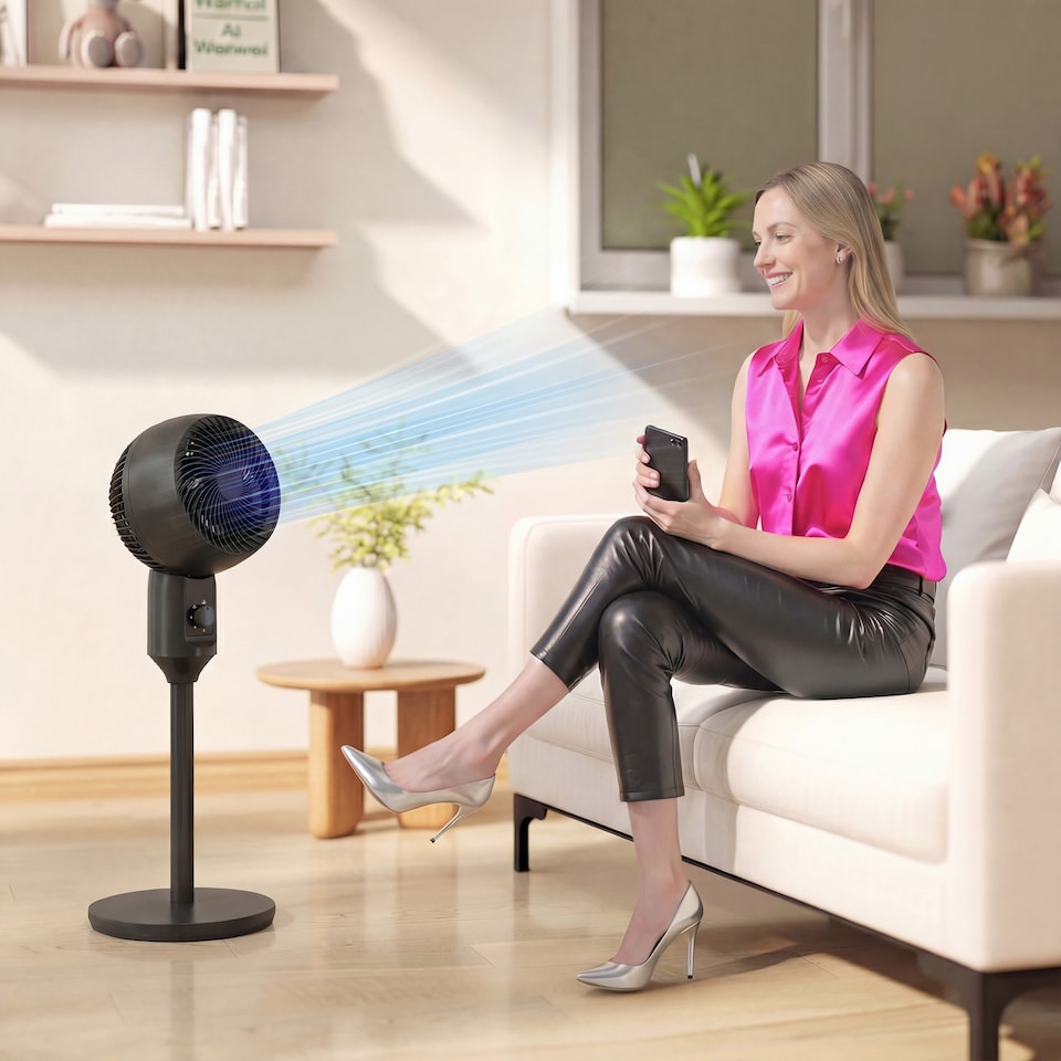 image 1 of HOMCOM Speed Adjustable Oscillating Air Circulator Cooling Fan | Black | Black | 28 x 28 x 80 cm