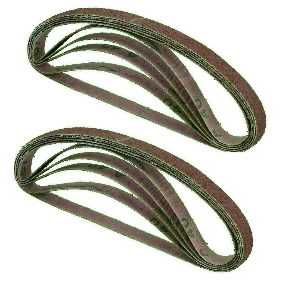image 1 of Belt Power Finger File Sander Abrasive Sanding Belts 330mm x 10mm 40 Grit 10 PK