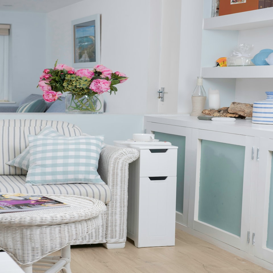 image 1 of Elegant Brands Sennen Super Slim Bathroom Storage Cabinet in White White