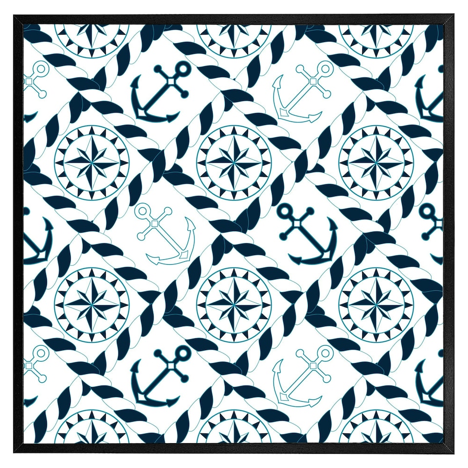 image 1 of Blue nautical elements (Picture Frame) Grey | S