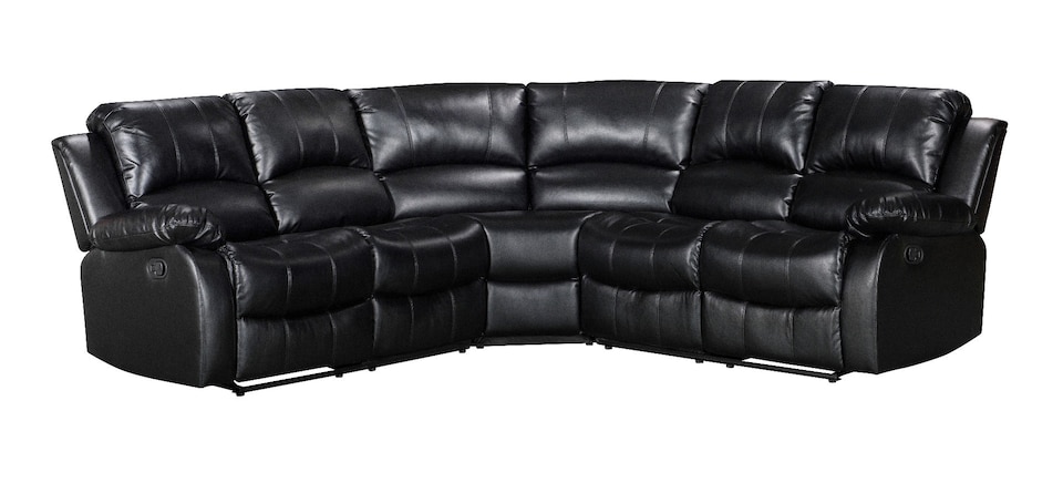 image 1 of Faux Leather Black 2C2 Manual Recliner Corner Sofa VALENCIA