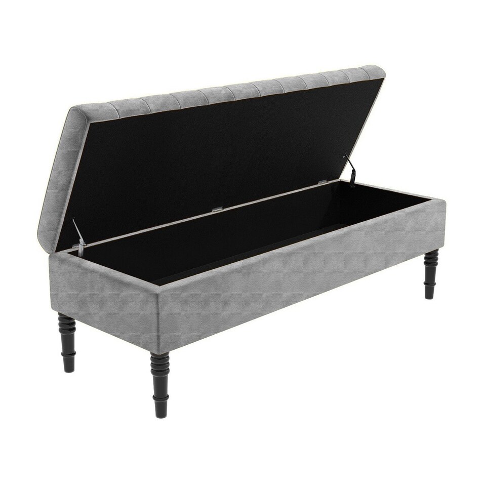 image 1 of Safar 137cm Ottoman Storage Bench - Naples Shoe Bench - Grey Lined Upholstery Storage Footstool