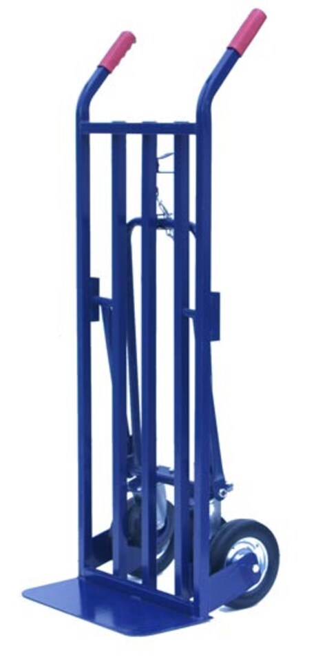 image 1 of 3 in 1 Heavy Duty Folding Solid Wheel Sack Truck, Easy Switch Configurations, Solid Wheels, Steel Framework, 200kg Capacity | Blue