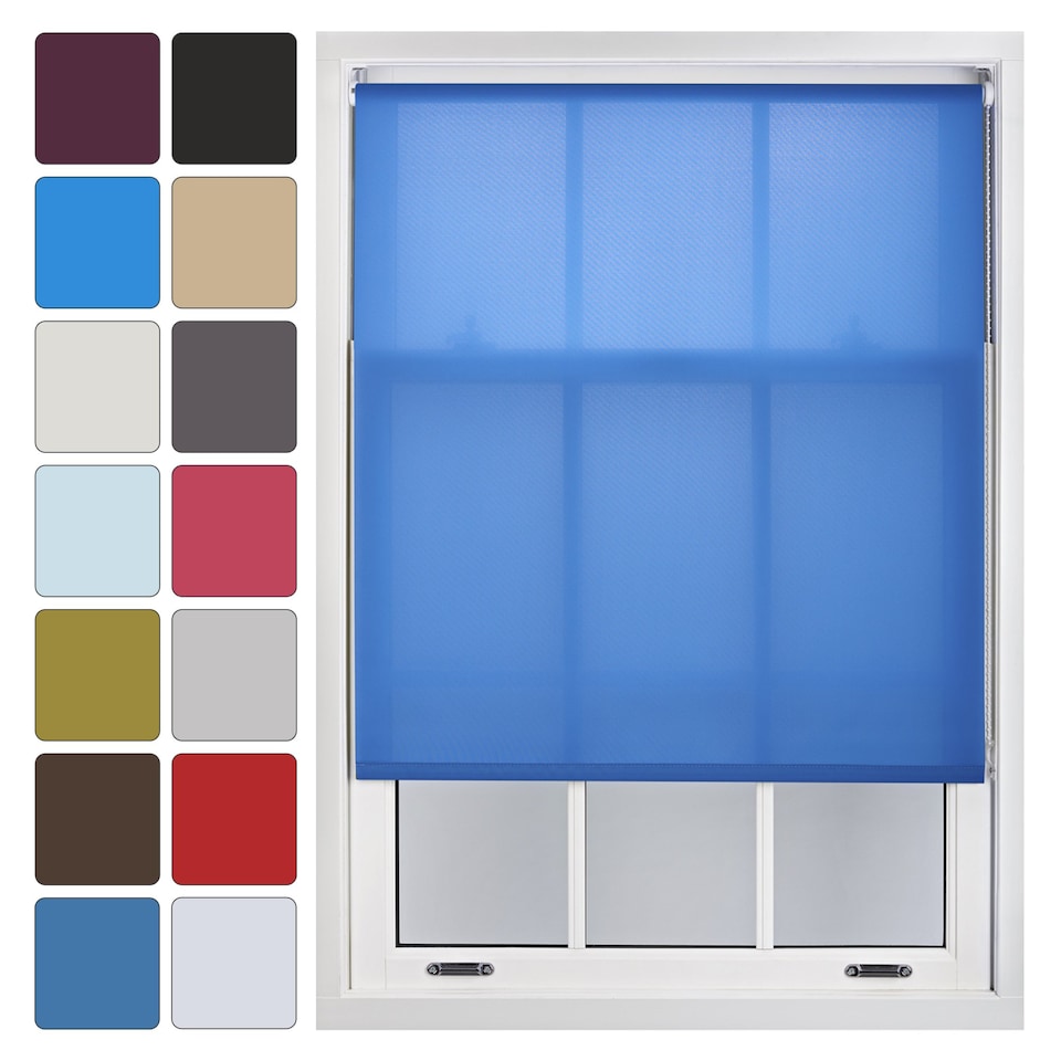 image 1 of FURNISHED Daylight Sheer Roller Window Blinds Made to Measure | Blue | Blue | (W) 240cm x (L) 165cm
