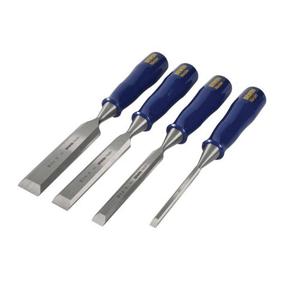 Irwin Marples M444 Blue Chip Bevel Edge Chisel - Multi Colour - Set of 4