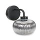 image 4 of ValueLights Amaia Matte Black IP44 Rated Single Smoked Ribbed Glass Wall Light with LED Bulb