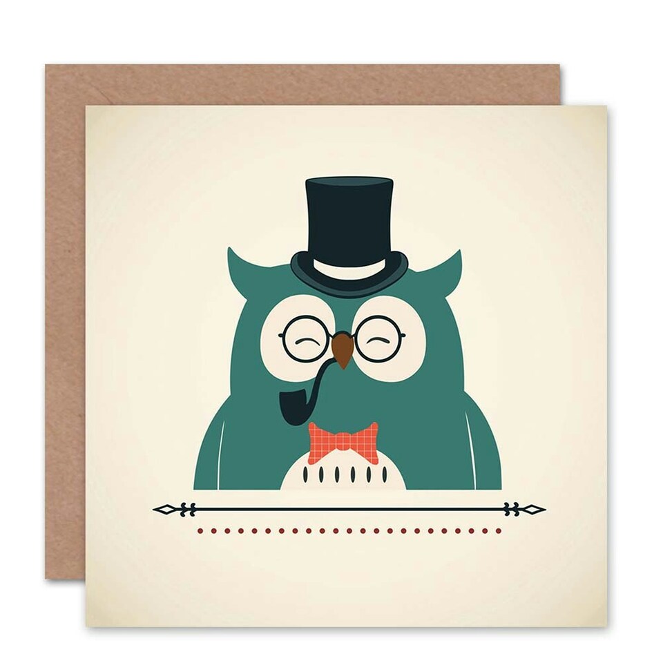image 1 of Gentleman Pipe Cartoon Owl Father's Day Card