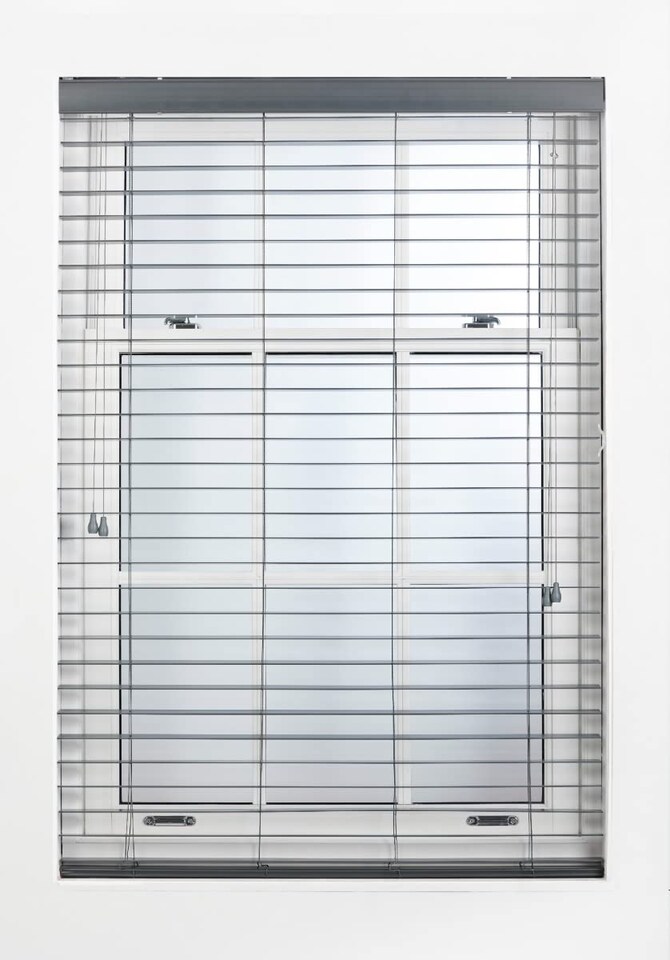 image 1 of Faux Wood Venetian Blind with String (W)165cm x (L)150cm