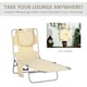 image 6 of Outsunny Sun Lounger with Reading Hole, Folding Garden Lounger, Beige