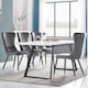 image 9 of Set of 2 New York Modern Velvet Dining Chairs with High Back, Black Metal Legs | Grey | Silver End Tips