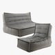 image 4 of Kota Velvet XL Bean Bag Sofa & Lounger Set Grey Bean Bag Chair | Grey | Grey | L | 1