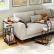 image 3 of COSTWAY Set of 2 C-shaped End Table Couch Table w/Shelves Brown