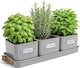 image 1 of Set of 3 Grey Indoor Herb Pots with Tray | Grey | 4