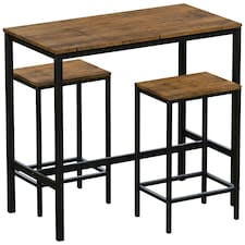 Vida Designs Roslyn 2 Seater Bar Table Set 3 Piece Dining Table & Stools, Dark Wood