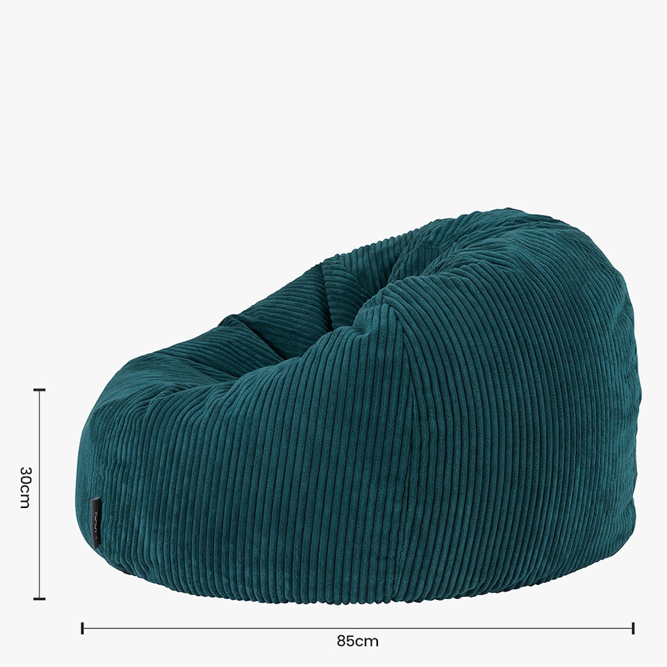 image 1 of Kingston Cord Adults Bean Bag Chair and Pouffe, Ready Filled Beanbag and Footstool Teal | Green | Teal Green | 2