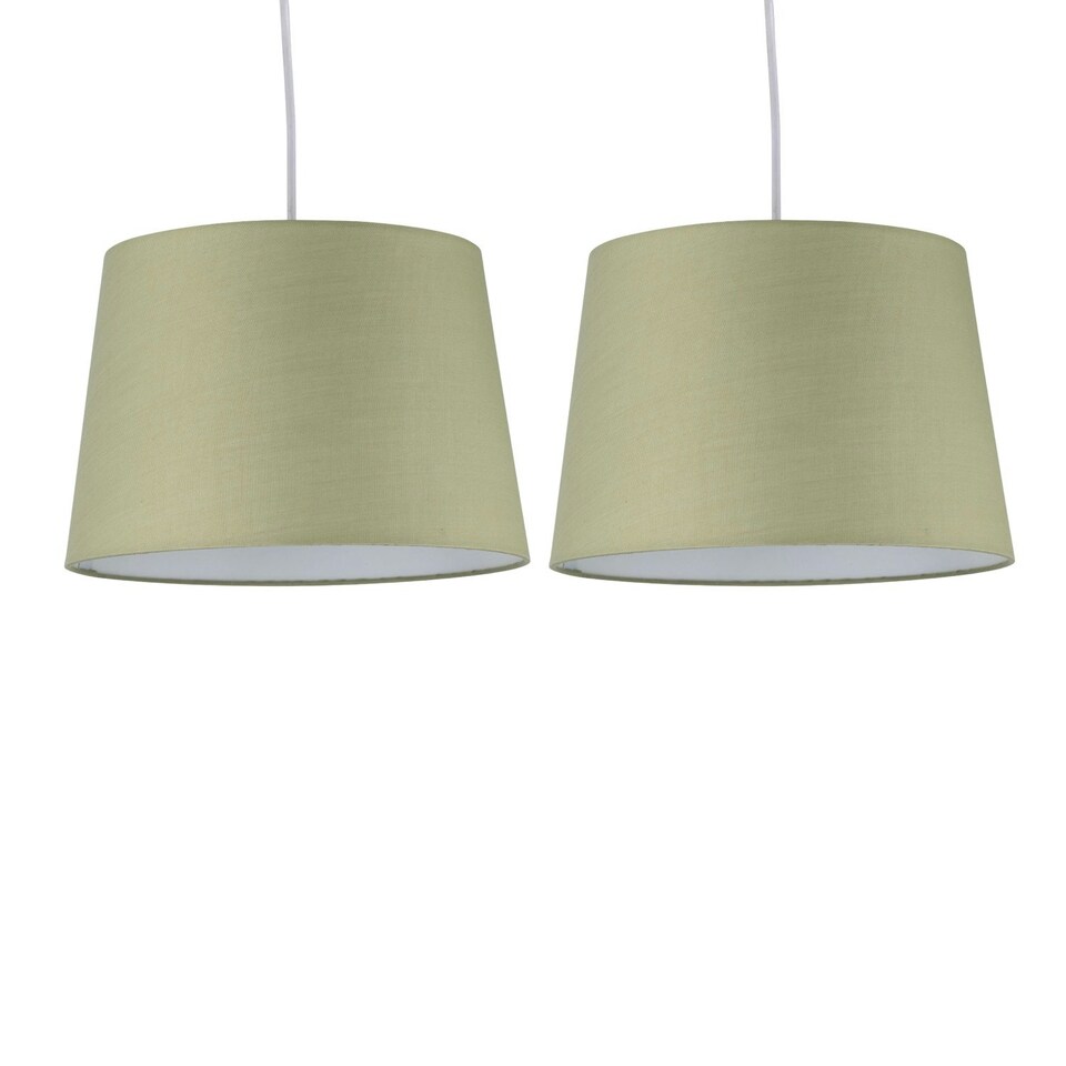 image 1 of Set of 2 Sage Green 28cm Tapered Cylinder Pendant or Lamp Shades Green