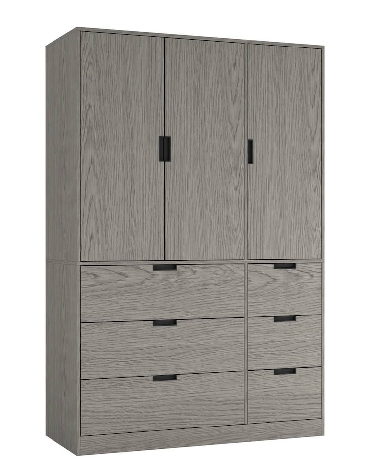 image 1 of RIGA 3 Door 6 Drawer Wardrobe | Grey | Cedar Grey & Cedar Grey | 10 x 44.5 x 79 | 1