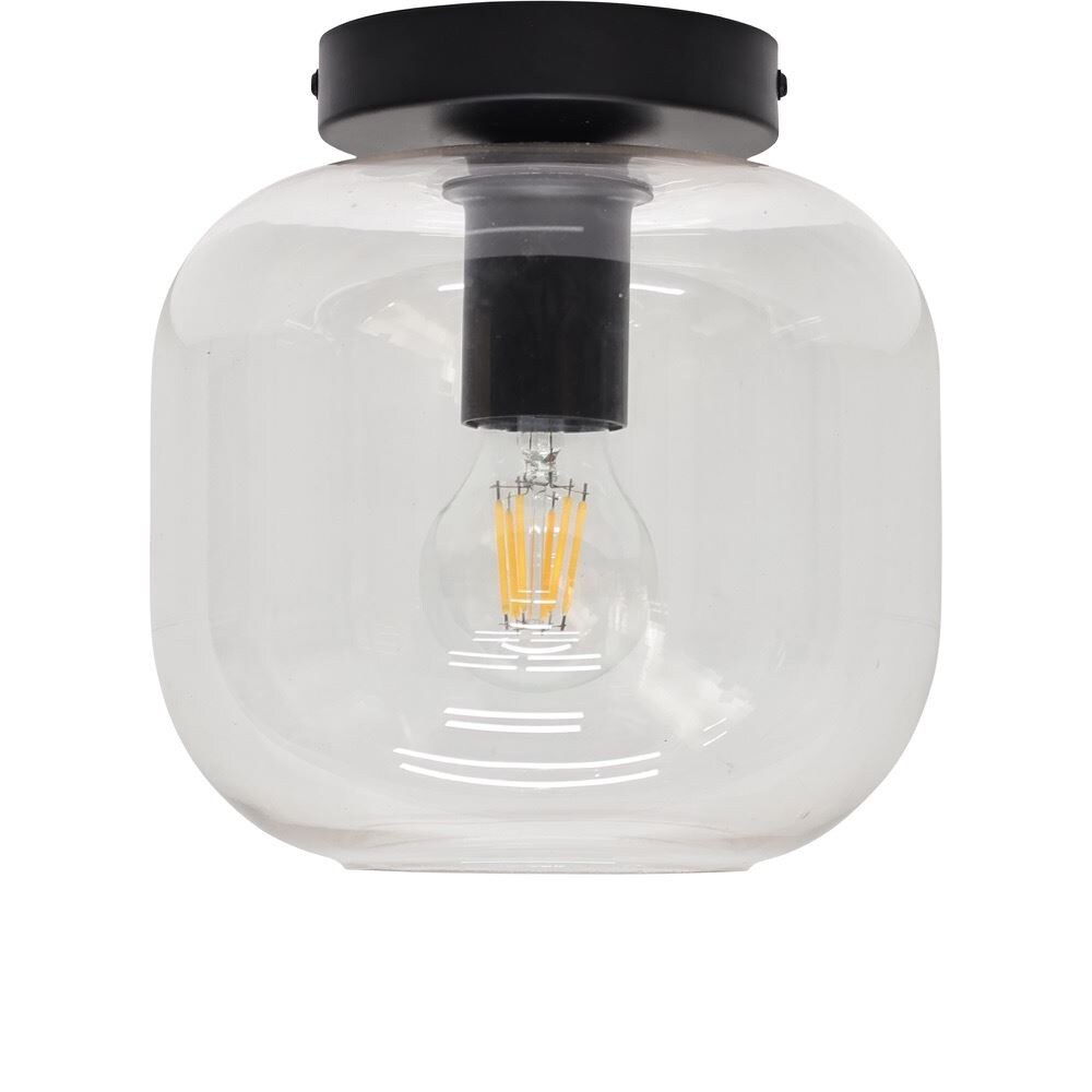 First Choice Lighting Bletch - Clear Glass Black Ceiling Light Fitting