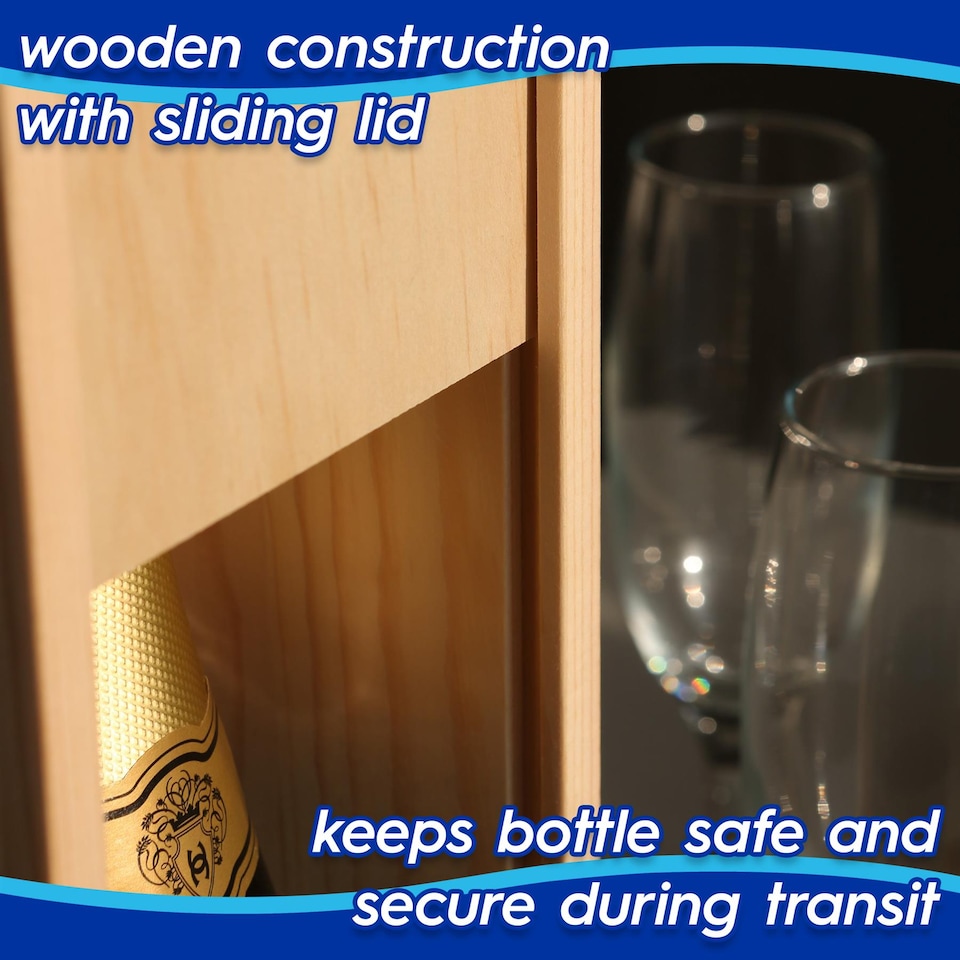 image 1 of Harbour Housewares Wooden Champagne Wine Box - Single Bottle - Natural