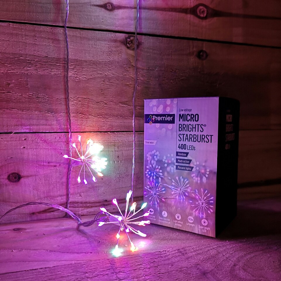 image 1 of Premier Micro Brights Rainbow Starburst 400 Multi Action Christmas LEDs with Timer