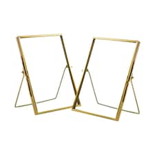 Nicola Spring Standing Metal Photo Frames - 5" x 7" - Gold - Pack of 2 - Freestanding Picture Frame Display Frame Poster Frame Picture Display Gold | S