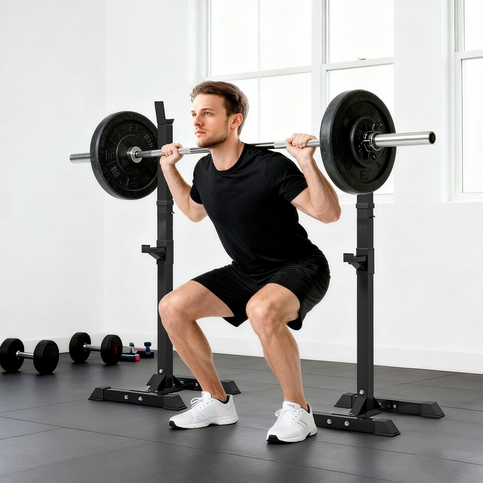 image 1 of HOMCOM Power Rack Weight Stand Bar Barbell Squat Stand Spotter, for Home Workout
