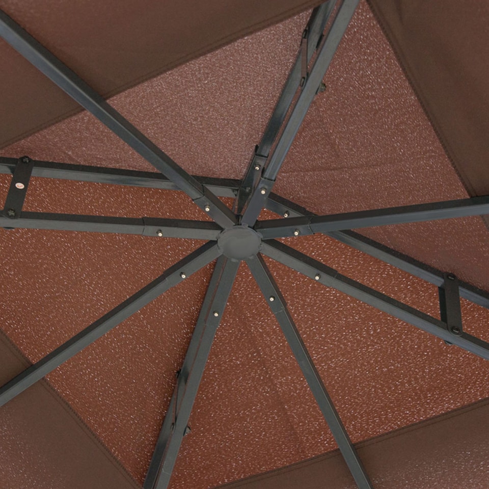 image 1 of Outsunny 3 x 3m Patio Gazebo Canopy Garden Pavilion Tent Shelter with 2 Tier Roof and Mosquito Netting, Steel Frame, Coffee