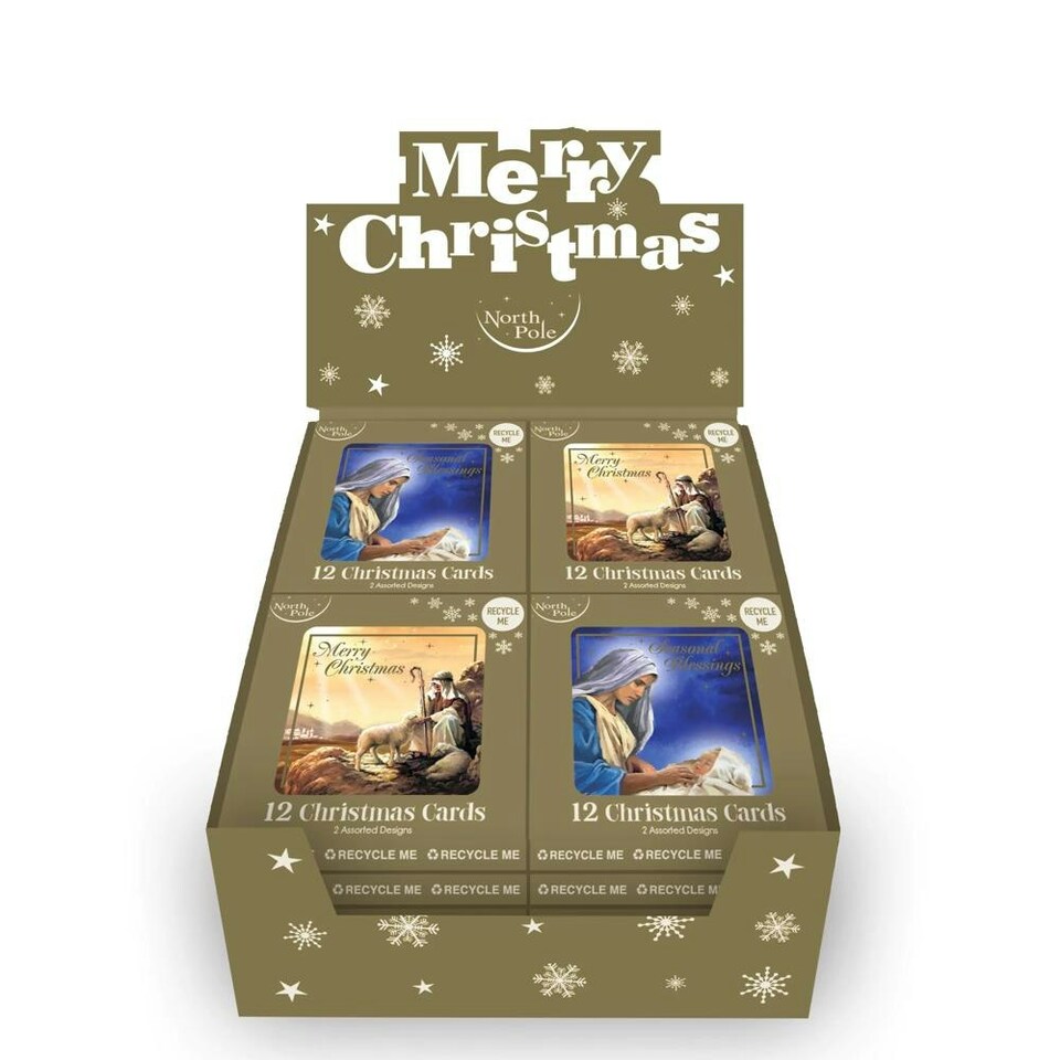 image 1 of Pack of 12 Traditional Religious Assorted Christmas Cards