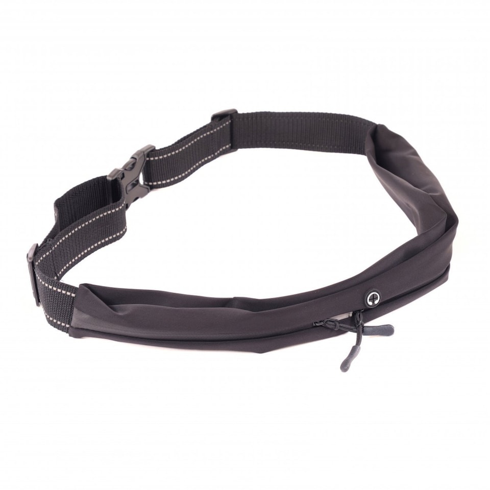 image 1 of Adjustable Double Pocket Waist Running Jogging Belt Phone Holder | Black