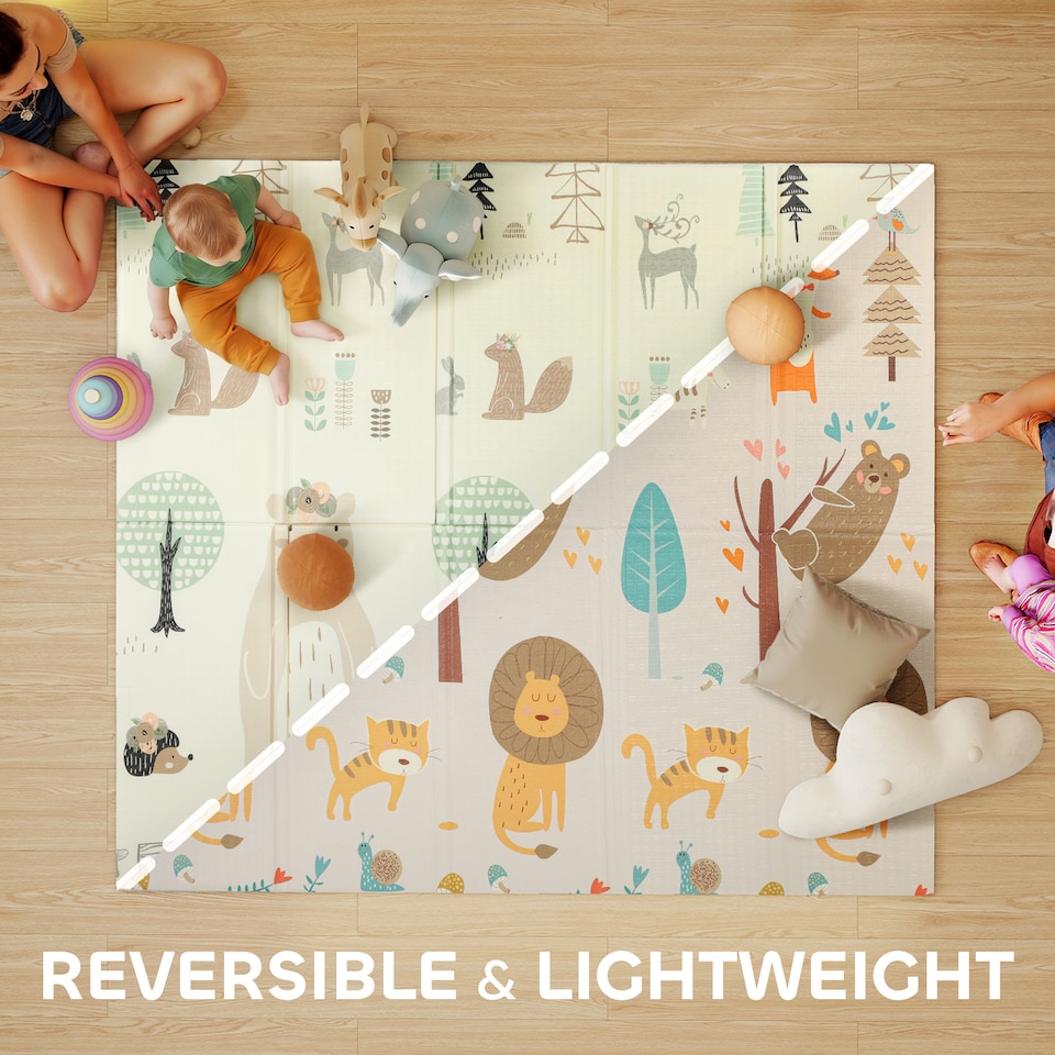 image 1 of AIYAPLAY Baby Play Mat, Foldable Activity Playmat, Animal Theme