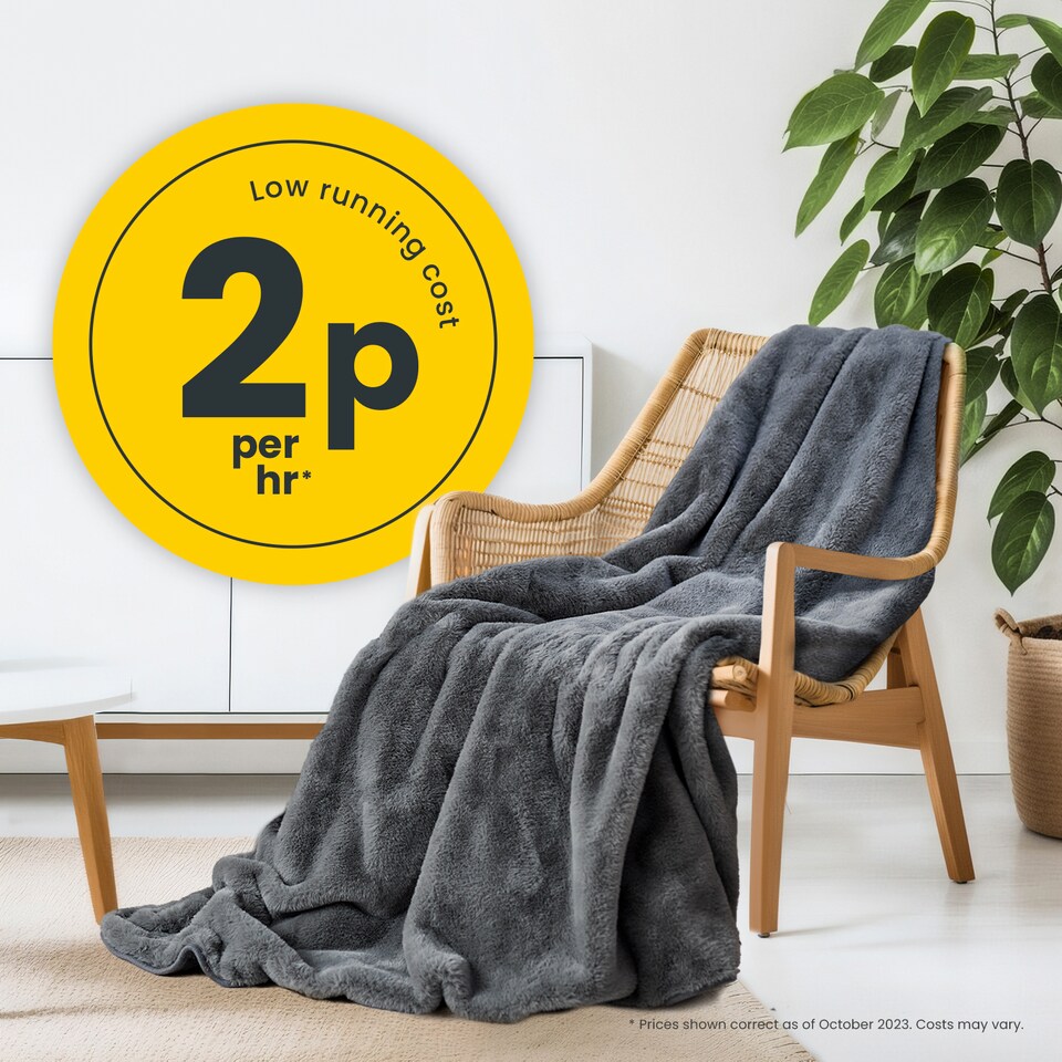 image 1 of Cosi Home Faux Fur Electric Heated Throw - Grey