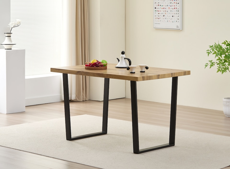 image 1 of Colorado Dining Table with 4 Emily Leather Chairs | Yellow | 5